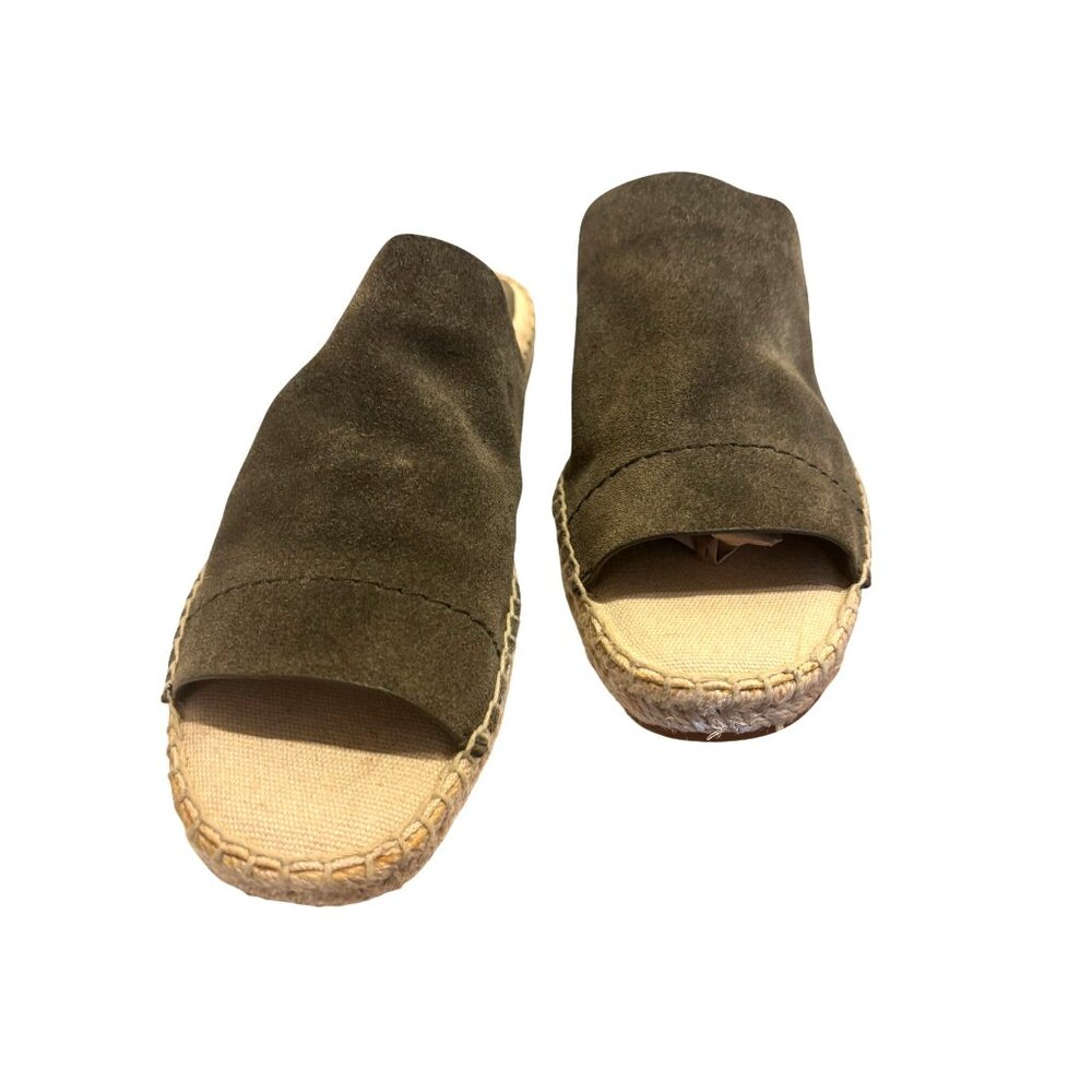 Splendid Womens Olive Green Suede Slide-On Espadrille Sandals Size 6 1/2